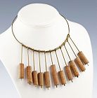 Betty Cooke Modernist Brass and Ceramic Necklace Rare Early Example
