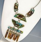 1960s Modernist Fused Glass Necklace Brutalist