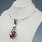 Jens Asby Modernist Sterling and Rhodonite Necklace⁠ Denmark