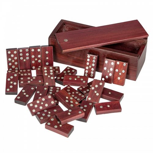 Sterling and Wood Domino Set Mid Century Mexico Mid Century