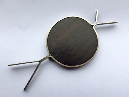 Betty Cooke Modernist Sterling and Ebony Brooch Mid 20th Century