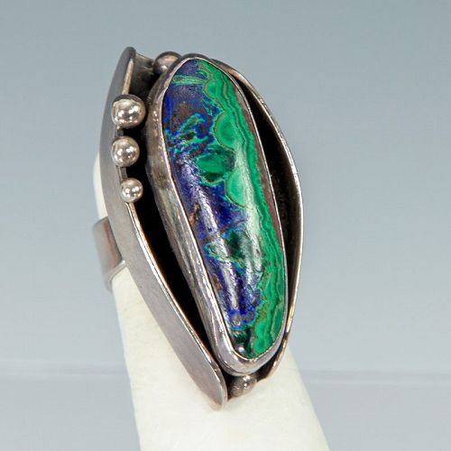 Paul Miller American Modernist Sterling and Azurite Ring 1950