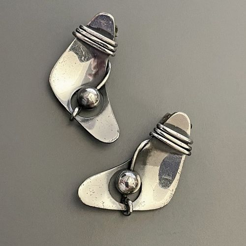 Rebajes Modernist Sterling Silver Earrings 1950