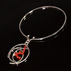 Aaron Rubinstein Modernist Sterling and Coral Necklace