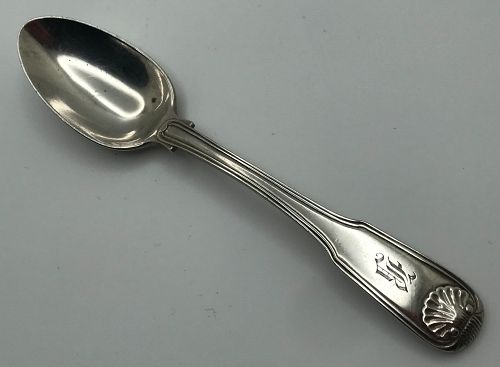 Fine Chinese Export Silver Fiddlethread and Shell Spoon by Wongshing