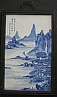 Chinese Blue & White Landscape Painting Panel
