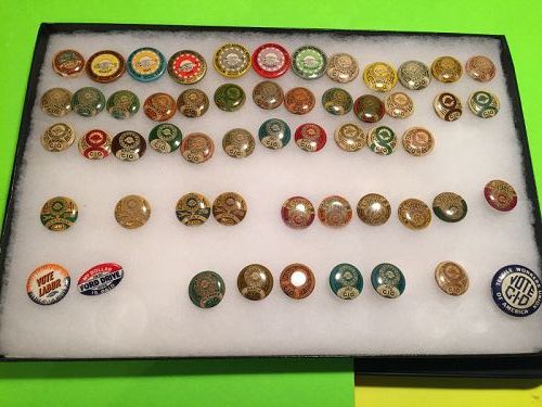 52 United Automobile Workers Labor Pins + 3 (1937-1941)