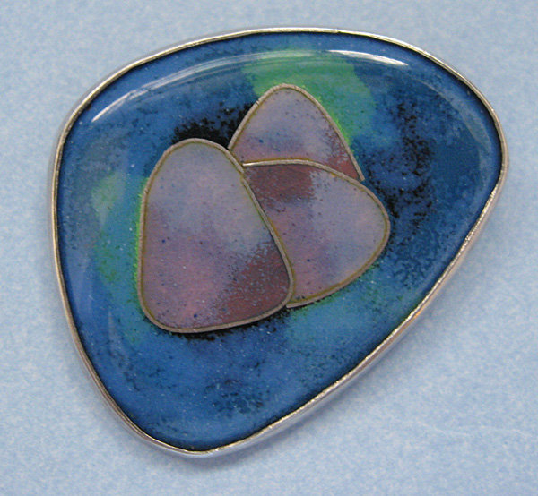Enamel Glass and Sterling Pin