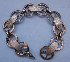 Italian Silver Bracelet of Textured Panels