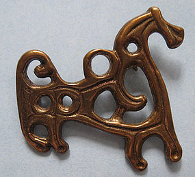 Bronze Pin of Stylized Horse, Finland
