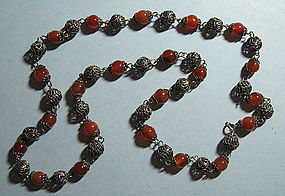 Chinese Carnelian Bead Necklace, c. 1970