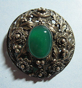 Sterling and Chrysoprase Pin