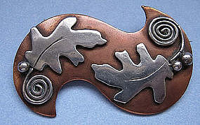 Copper and Silver Handmade Pin
