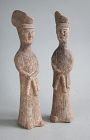 Pair of Rare Chinese Sui / Early Tang Dynasty Pottery Ladies