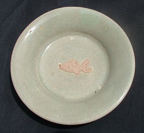 A Very Rare Song Celadon Small Dish with Biscuit  Fish