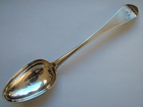 Early American silver tablespoon, Ezekiel Burr,