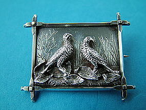 Victorian silver bird brooch