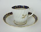 Flight Period Worcester Thistle Pattern Fluted Cup and Saucer Ca. 1792