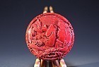 Chinese Carved Cinnabar Lacquered Box,