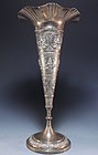 Large Antique Indian silver "Shiva" fluted vase.