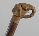 Antique Defensive Cane with Elephant Head Handle.