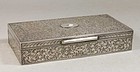 Superb Etched 800 Silver Box with Scroll Design.