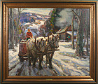 Thomas R. Curtin painting - Maple Sugaring, Vermont