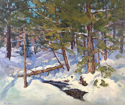 Eric Tobin painting - Winter Woods with stream, Vermont