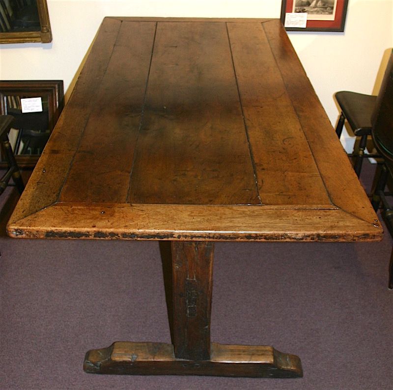 Antique English refectory trestle table, 18th century