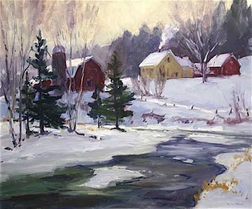 Eric Tobin landscape painting - Vermont Farm on the River