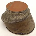 Horse hoof silver plated commemorative inkwell