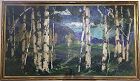Jonas Lie original oil painting of birch trees