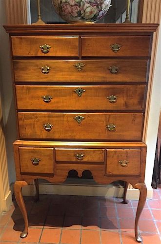 New England Queen Anne flat top maple highboy