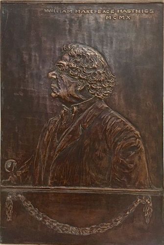 Bronze bas relief portrait plaque of William Makepeace Hastings