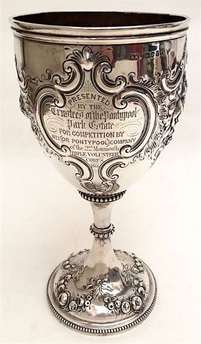 English sterling silver presentation goblet - 2nd Monmouth Rifle Co.