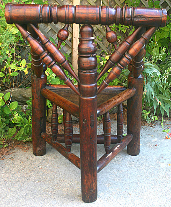 Early English turner's chair, three legged, c.1610-1650