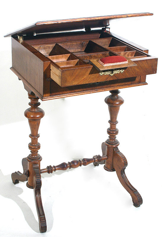 Victorian 2-drawer work / sewing stand, English