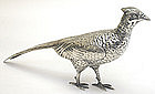 Antique figural silver pheasant game bird ornament
