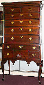 New England Queen Anne highboy in cherry, married