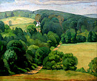 Luigi Lucioni painting, Vermont landscape, country road