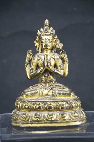 Important Statue of Sadaksari Avalokitesvara, Tibet, 16th C.