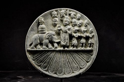 Important Bronze Cosmetic Plate, Gandhara, 1st to 5th C.