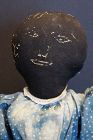 A special black cloth doll with embroidered face 21" antique