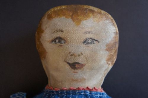 Laughing eyes character cloth doll 19" antique