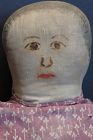 22" Big heavy rag stuffed no nonsense doll with painted face antique