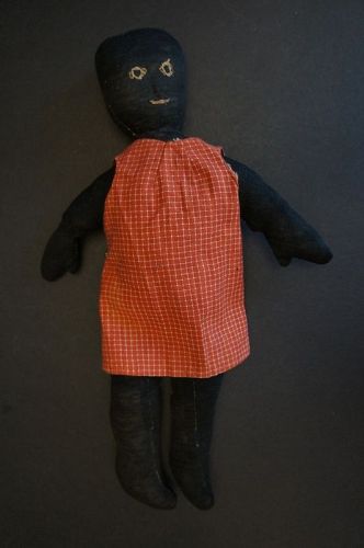 A simple stockinette black doll embroidered face 14"