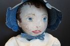 Slightly shy big blue eyes painted face doll 25" circa 1890