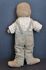 A little guy, 14"  all American rag doll with a pencil face C. 1900