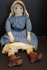 26" pencil face doll with shoe button eyes layers of clothes C1890