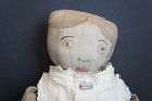 19" antique painted linen face cloth doll